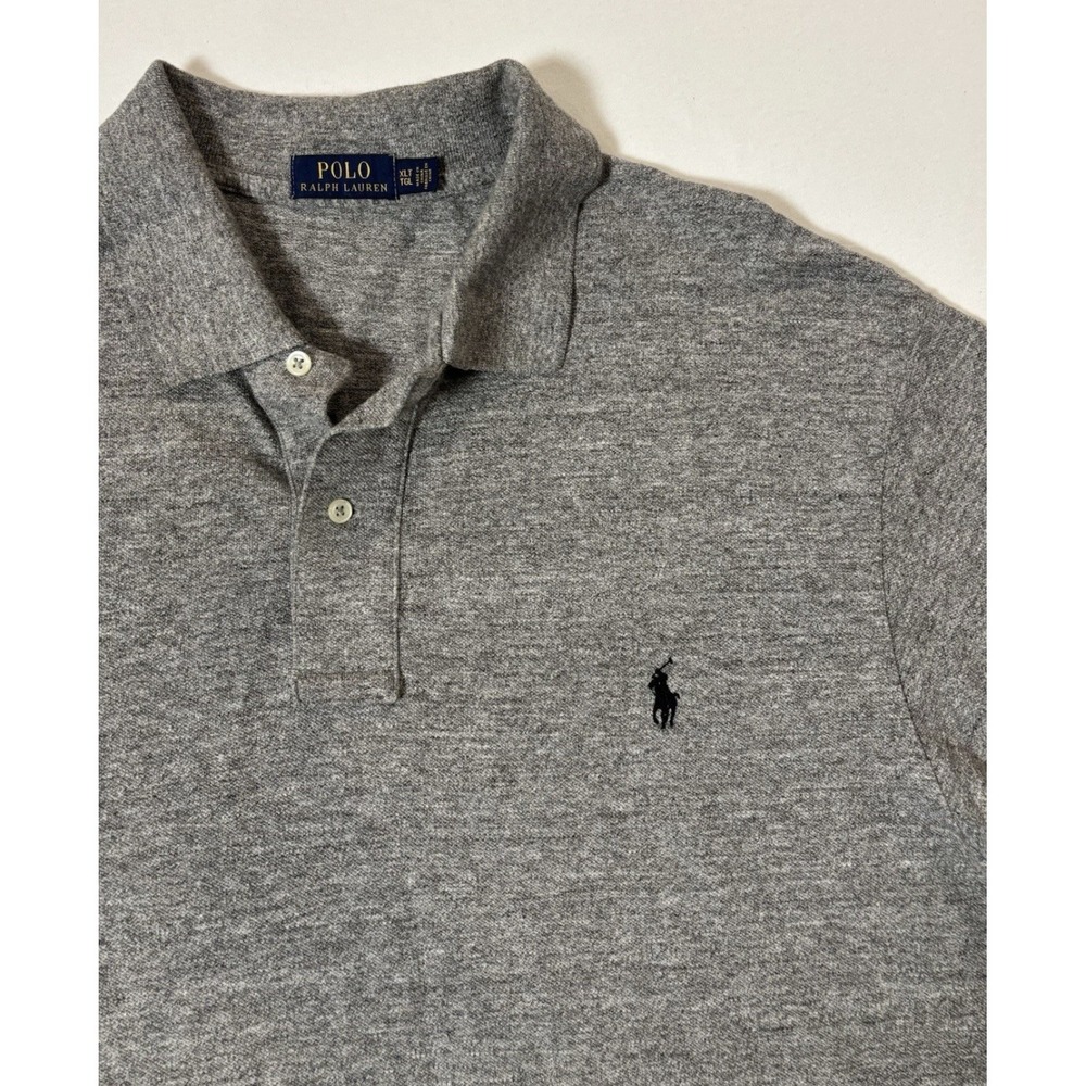 Polo Ralph Lauren Mens Gray Polo Shirt XLT Short Sleeve Classic Fit Blue Pony